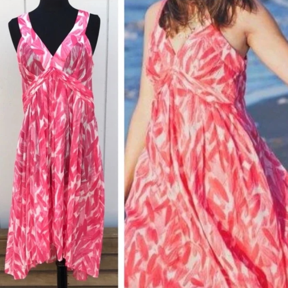 NWOT Anthropologie Feather Print Crossback Dress, size 6, new condition